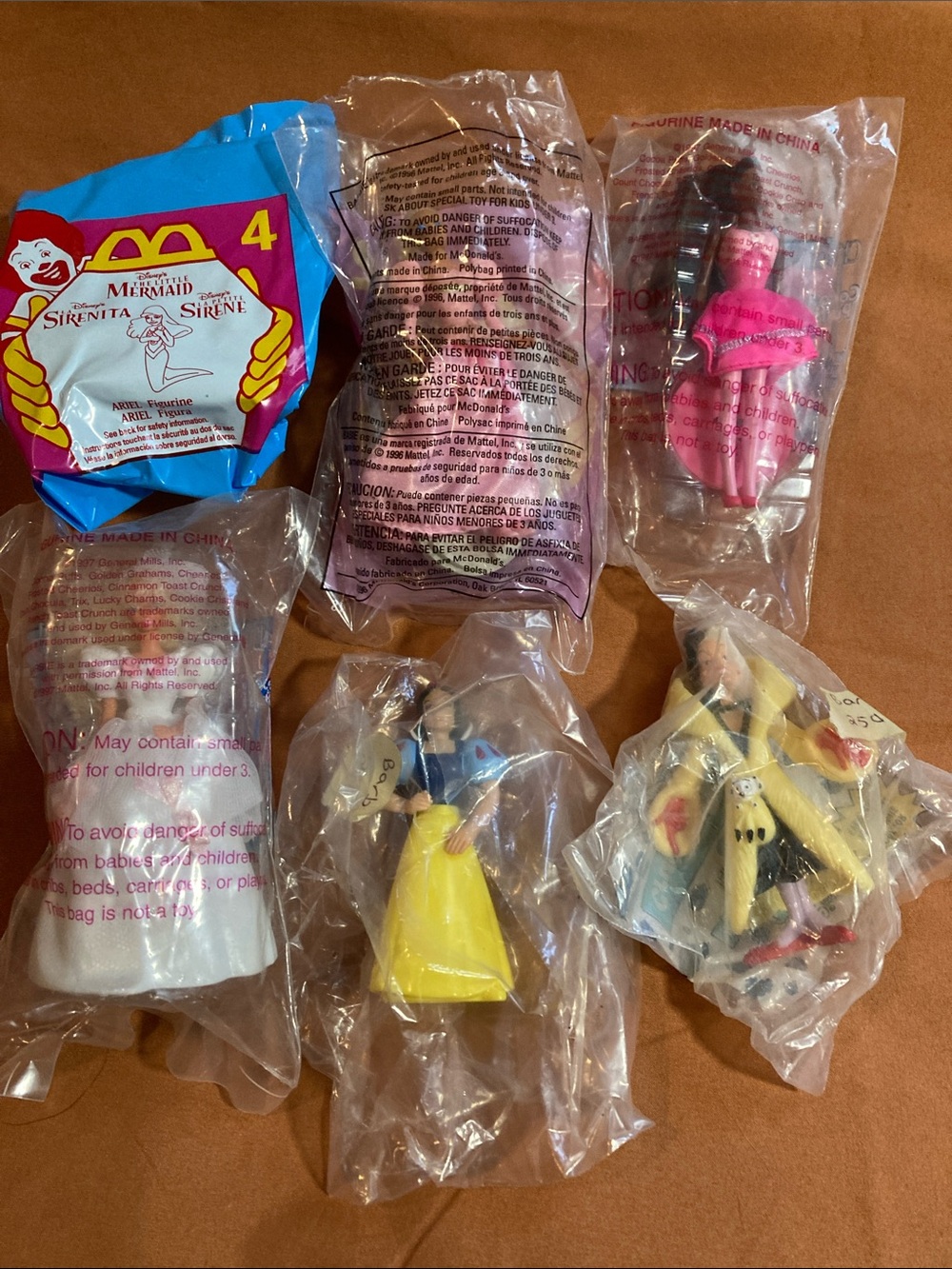 McDonald's Princess Mini Figures - Yellow, Pink, Blue. 6 - misc